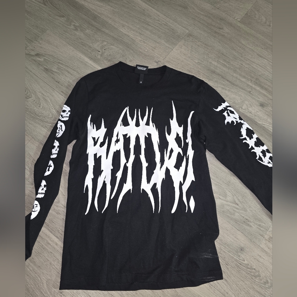 Edgy Black Graphic Long Sleeve Tee
